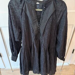 Medium asa fashion group Black Eyelet Button-Down Dress